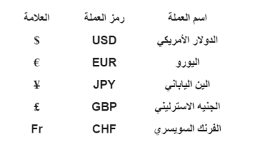 رموز العملات