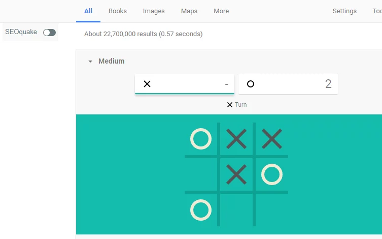 لعبة tic tac toe على google